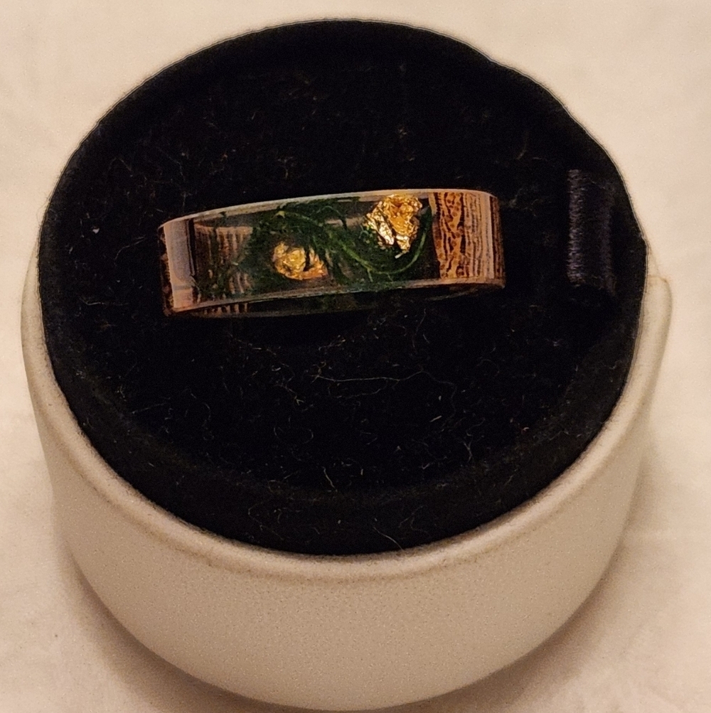 Mens Woodgrain Gold Foil Ring